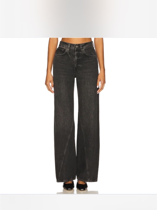 Anine Bing Denim - Anine Bing Washed Black Wide Leg Jeans
